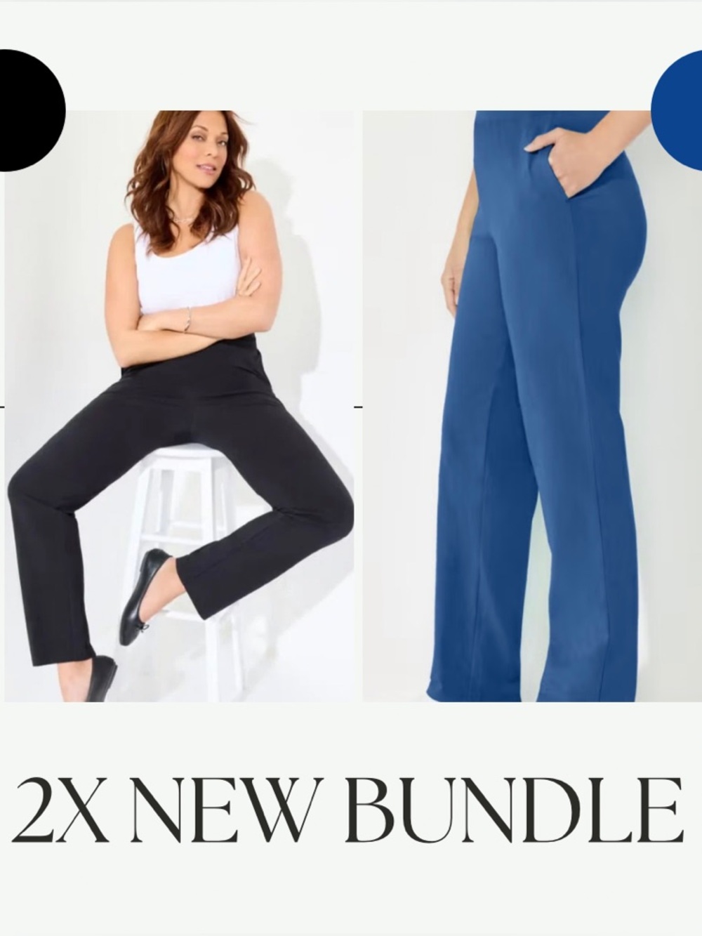 Catherine’s Suprema Pant NEW Straight Leg Pant Bundle Black & Blue